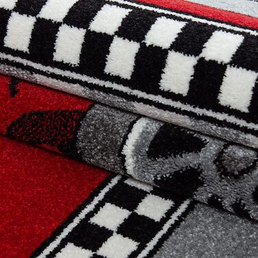 Дитячий килимок з коротким ворсом Формула-1 Дизайн гоночного автомобіля Дитяча кімната Дитяча кімната Ігрова кімната 11 мм Висота ворсу М'яка прямокутна доріжка Червоний, КолірЧервоний, Розмір 120x170 см 120 x 170 см Червоний