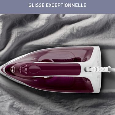 Праска відпарювач Calor Express FV2835C0, 2400 Вт, керамічна підошва, 35 г/хв, вертикальне прасування, гранат