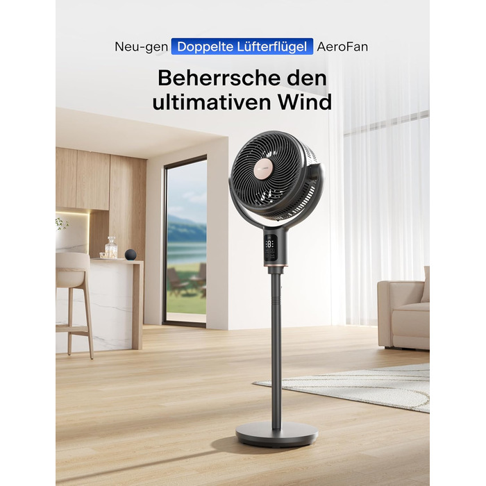 PELONIS вентилятор підлоговий Smart з осциляцією, DC мотор, 9 швидкостей, 26dB, регулювання висоти 36-110см, 9H