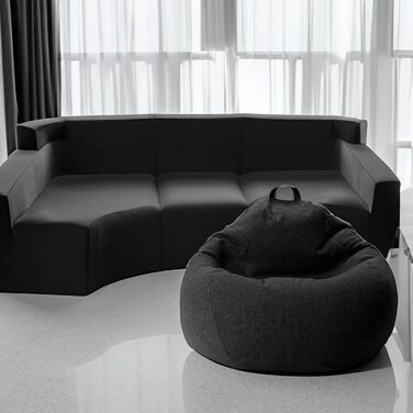 ОГОЛОШЕННЯ. CON Indoor Beanbag з наповнювачем з пінополістиролу, пуф, крісло Relax, подушка для сидіння, подушка для підлоги, крісло-мішок 185 л (100x120x50 300 л, чорний)