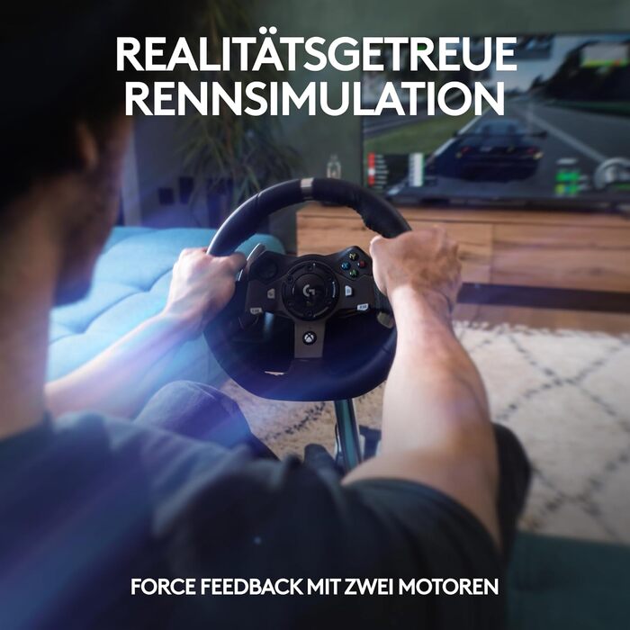 Logitech G920 Driving Force Racing Wheel – Ігровий кермо з Force Feedback 900°, педалі з нержавіючої сталі, для Xbox Series X|S, Xbox One, PC, Mac – Чорний