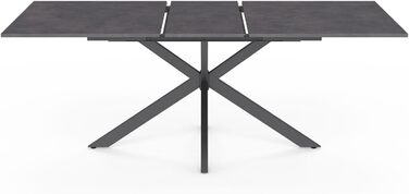Розсувний обідній стіл IDMarket Jaspe, прямокутний, на 6-10 осіб, бетонний ефект, сірий, 160-200 см