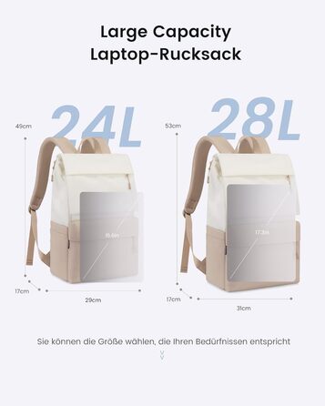 LOVEVOOK Рюкзак для ноутбука 17.3 дюйма, водонепроникний, для жінок та чоловіків, великий шкільний рюкзак, для підлітків, для роботи, навчання (15.6 дюйма, бежевий+хакі)