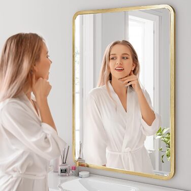 Дзеркало на стіну 60x90 см, золоте, для ванної, вітальні, спальні, прихожої