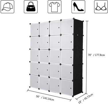 Шафа TactFire, портативна система полиць, компактна шафа для спальні, 105x45x140см