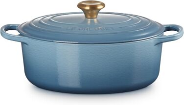 Le Creuset Signature Чавунна сковорода-жаровня з кришкою, овальна, 31 см, 8.9 л, для всіх типів плит, включаючи індукцію, колір Kirschrot