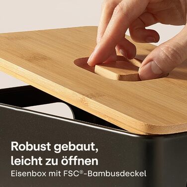 Набір контейнерів для зберігання картоплі, цибулі та часнику Praknu - 3 шт. з бамбуковими кришками, вентиляційні отвори, з етикетками та ручкою