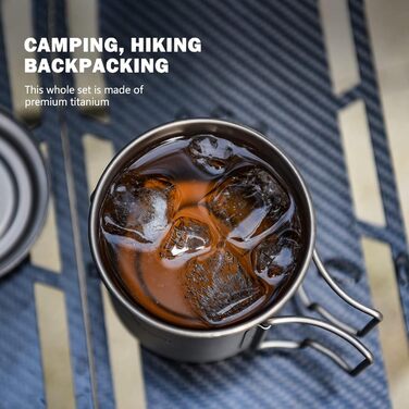 iBasingo чашка Titan 420мл з ситечком для чаю та кришкою. Легка туристична чашка з фільтром, для кемпінгу, подорожей, пікніків. Модель Ti3054D