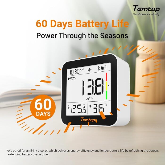 Temtop C10-2ND Монітор CO2 з Bluetooth та App, вимірювання температури та вологості, для дому та офісу