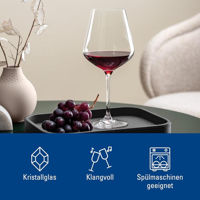 Villeroy & Boch La Divina: Набір келихів для вина Бургундія, 4 шт, 200 мл, склокришталь, безпечно мити в посудомийній машині