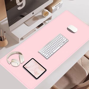 Шкіряний килимок для столу BLESWIN, великий протиковзаючий підкладник під мишу та клавіатуру для ноутбука та комп'ютера, захисна підкладка для письма (Рожевий, 90x43 см)