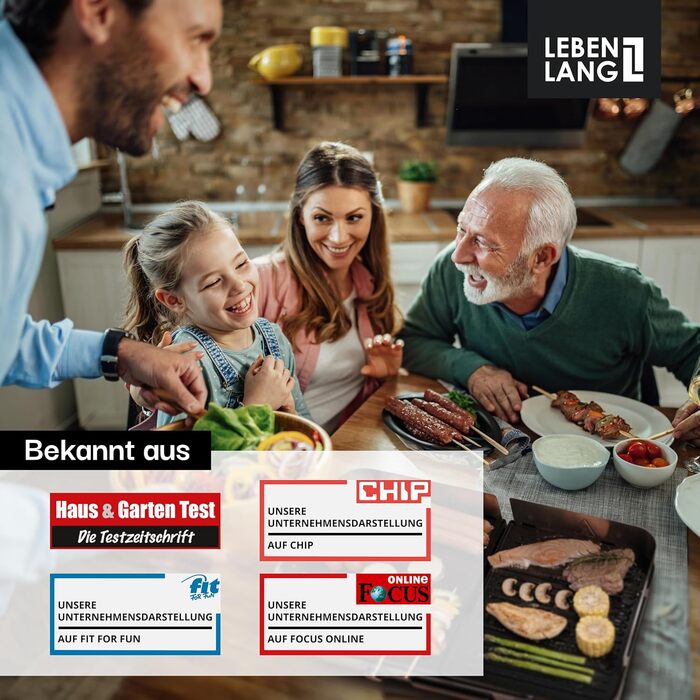 Електричний гриль LEBENLANG для столу, 2000W, з щипцями, 45x30см. Ідеально для балкону, дому та вулиці. Плаха, тепаньякі, електрична гриль-плита. Модель LBG8588