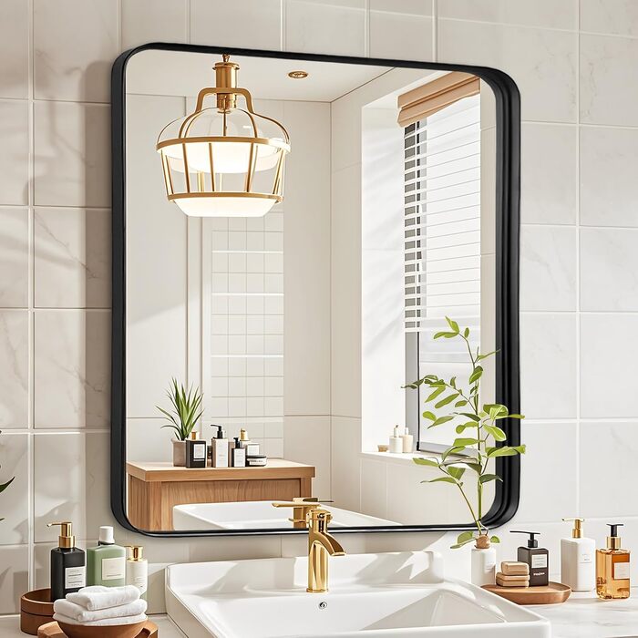 Дзеркало для ванної кімнати Fabuday, 61 x 76,2 см, без рами, для ванної, спальні, в стилі кантрі (Чорний)