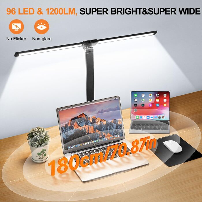 LED лампа настільна One Fire Doppelkopf з регулюванням яскравості та кольору, таймер, для дітей, з мережевим живленням