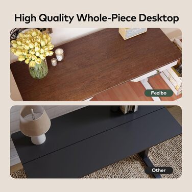 FEZIBO Стол стоячий електричний, регульований, з 2 шухлядами, 140 x 60 см, дерево (світле дерево), білий каркас (2 шт.)