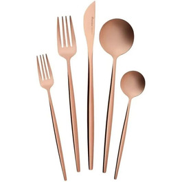 Набір столових приборів Karaca Orion 60 предметів на 12 осіб - нержавіюча сталь, ножі, виделки, ложки, блискучі ножі та виделки, кухонний набір (Матова рожева золото)