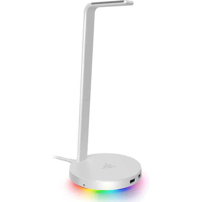 Підставка для навушників Razer Base Station V2 Chroma (Mercury) з USB-хабом та RGB-підсвічуванням (7.1 Surround Sound, білий колір)