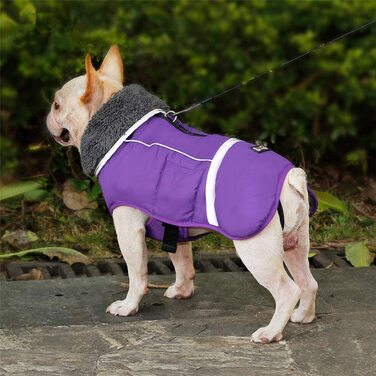Світловідбиваючі пальто PENIVO для холодної погоди, регульована одяг для собак, зимова водонепроникна Вулична куртка для собак, утеплена тепла куртка для собак, светр для маленьких і середніх собак (L,) (S (упаковка з 1), Фіолетовий)