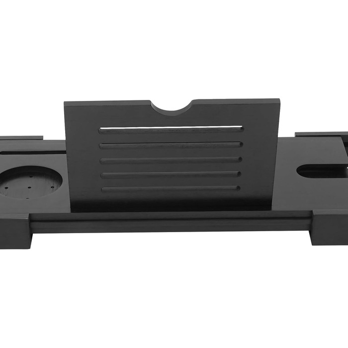 Підставка для ванни з бамбука Czurachel, чорна, регульована (75-111 см), стіл для ванни, піднос для туалетних аксесуарів, бритв та електронних пристроїв