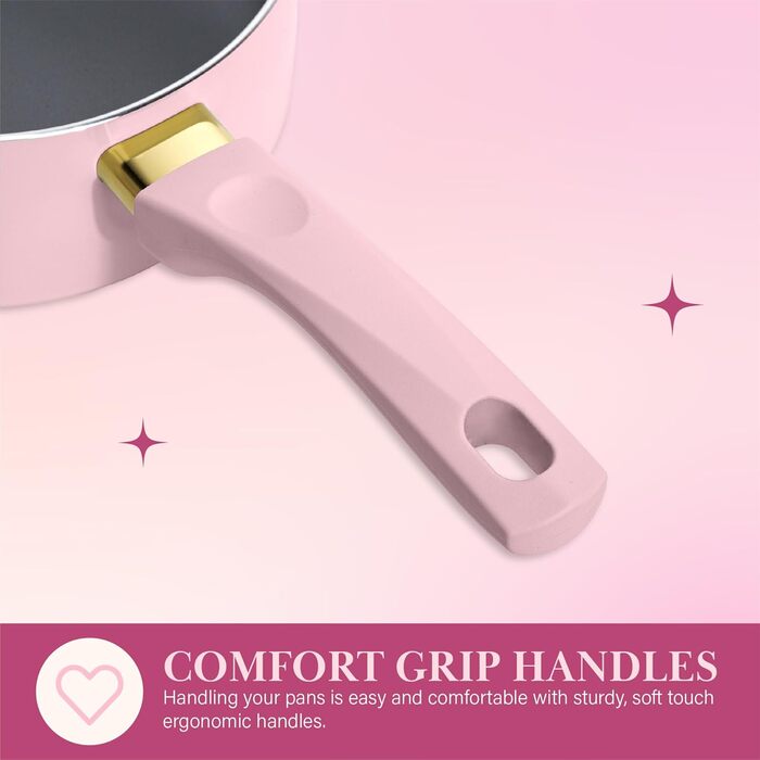 Набір посуду Paris Hilton Epic 12 предметів з антипригарним покриттям, склокришки, рожевий