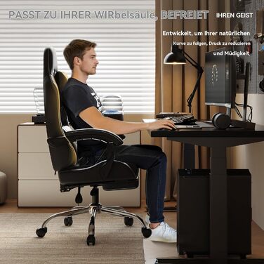 Ігровий крісло Dowinx з підніжкою та масажем попереку. Ергономічне ігрове крісло для офісу, дому, стрімінгу та тривалих ігрових сесій. Білий (Чорний)