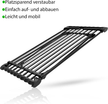 Розсувна сушарка для білизни BigDean Jumbo чорна, довжина стрічок 28м, посилені льон-троси