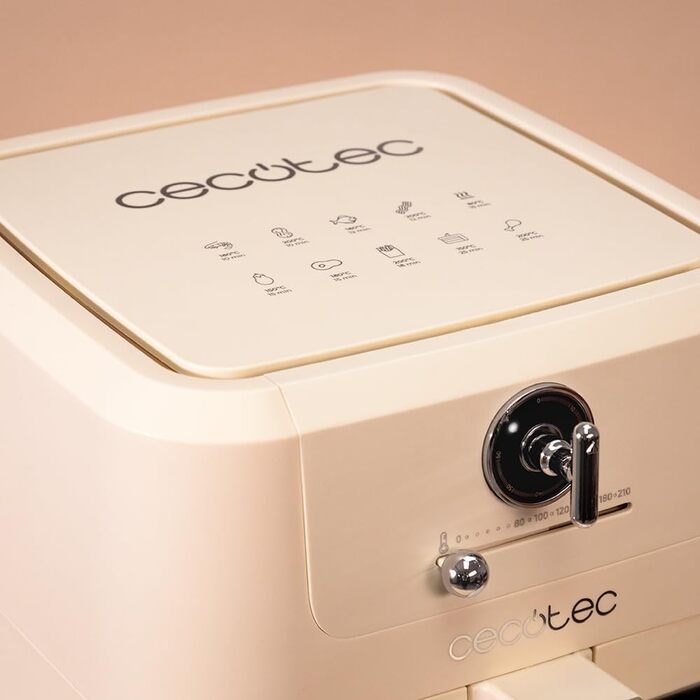 Фритюрниця без олії Cecotec Cecofry Antique 5000 з вікном, 5 л, 1500 Вт, Digital, PerfectCook, Retro-дизайн, білий колір