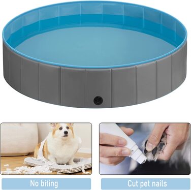 Басейн для собак EUGAD для великих собак, складаний дитячий басейн для дітей, сірий 120x30 см (80x20 см (1 упаковка), темно-сірий)