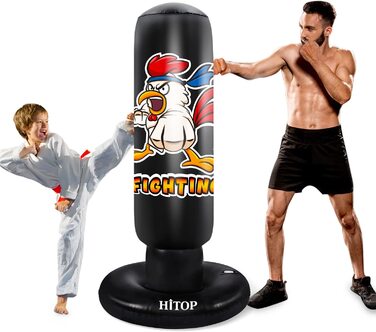 Боксерська груша HITOP для дітей та дорослих-надзвичайно велика надпотужна надувна боксерська груша 63 фути з підставкою - подарункові панчохи для карате для хлопчиків, дітей та чоловіків