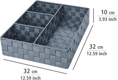 Відділення - Органайзер для ванної кімнати 9.3л, ПП, 32x10x32см, сірий, 4