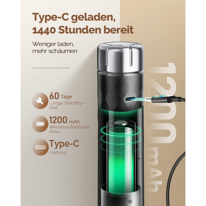 Електричний пінний вершковий вінчик Maestri House LunaFro 2.0, бездротовий, з регулюванням швидкості, чорний