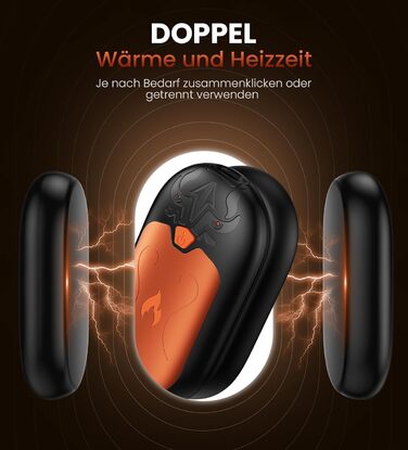 Електричні грілки для рук, 2 шт., перезаряджувані, з 24 годинами тепла та 3 режимами нагріву, для жінок, чоловіків, пацієнтів з ревматоїдним артритом, помаранчеві