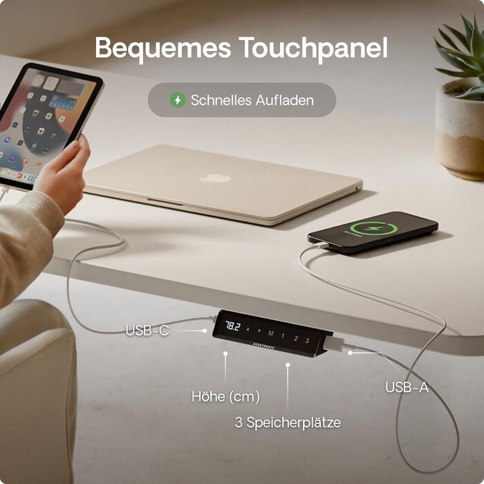 Стол підняття Desktronic Homeone 160x80 см – електричний з USB-портами, чорно-білий