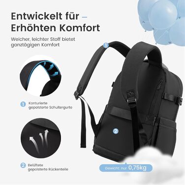 LOVEVOOK Рюкзак для жінок, чорний, 15.6 дюймів, водовідштовхуючий, з відділенням для ноутбука, для школи, університету, роботи