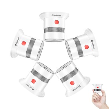 Набір датчиків диму Heiman Mini – 5 шт. з фотоелектричним сенсором, 10 років роботи від батареї, сертифікація EN14604, TÜV, CE, UKCA, DBI, 85 dB, преміум-дизайн