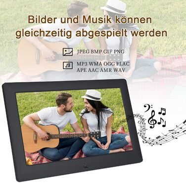 Цифровий фоторамка TSITSC 8.7 дюйма, IPS-дисплей 1024*768, календар, музика, фото/відео програвач, підтримка USB/SD, з пультом дистанційного керування (Чорний)