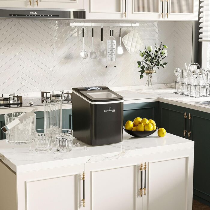 Машина для приготування льоду Lehmann - швидке виробництво, 2 розміри, 12 кг/24 год, для дому, вечірки, офісу, кемпінгу (2 л)