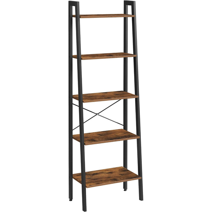 Стелаж VASAGLE з 5 полицями, металевий, для вітальні, спальні, кухні, 56 x 34 x 172 см, вінтажний коричнево-чорний