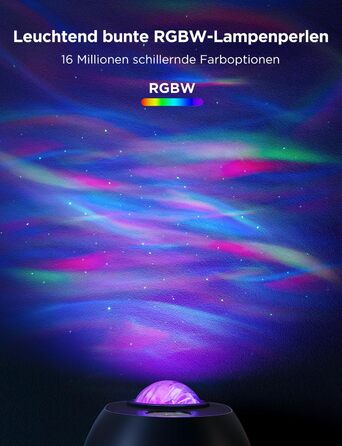 Проєктор зоряного неба Govee RGBW Aurora: Лампа, 52 сцени, таймер, 18 шумів, сумісність з Alexa Matter, для дитячої кімнати та спальні