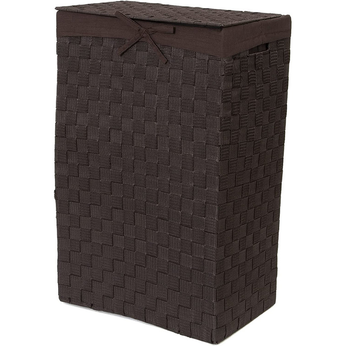 Корзина для білизни RAN6892 Stan з кришкою, ручками, плетіння з металевим каркасом, знімний вкладиш з льону, 30 x 30 x 50 см, колір шоколадний