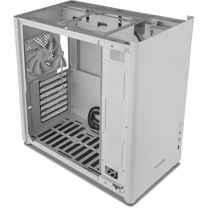 YEYIAN Hussar Plus повнорозмірний корпус для ПК ATX/Micro ATX/Mini ITX із загартованим склом, прозора бокова панель, 1 вентилятор 120 мм