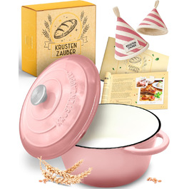 Форма для випікання хліба з чавуну з кришкою Krustenzauber - 28 см, рожева, 4.7л