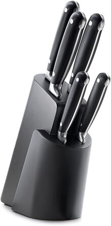 Набір ножів Paul Wirths Eclipse, 5 предметів: ніж для хліба, ніж кухарський, ніж для шинки, ніж універсальний, ніж для очищення | Чорний | Надзвичайно гостре лезо | 37 x 23,5 x 9,5 см