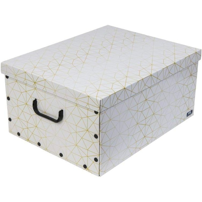 Декоративна коробка для прикрас XXL (3 шт.) білий/золотий - містка та якісна. Для зберігання до 40 ялинкових прикрас. Зручна коробка з міцного картону з пластиковими ручками.