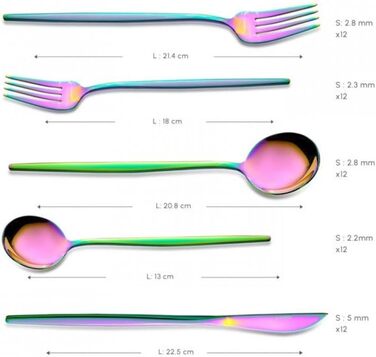 Набір столових приборів Karaca Orion (60 предметів) для 12 осіб - нержавіюча сталь, ножі, виделки, ложки, блискучі ножі та виделки, кухонний набір (Райдуга)