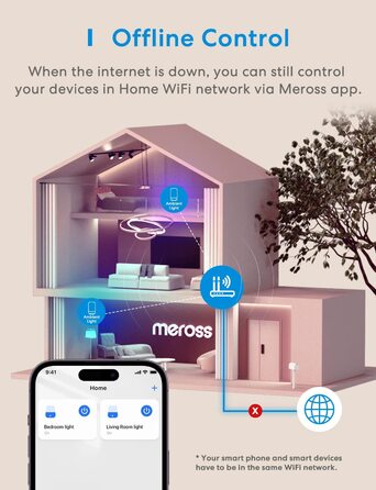 Світлодіодний приліжковий світильник meross WLAN, сумісний з Apple HomeKit, Alexa, Google, з можливістю затемнення, RGBCW