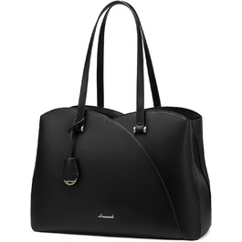 Сумка LOVEVOOK для жінок: велика, для ноутбука, шопер, робоча, офісна, з PU шкіри, чорна (15,6 дюймів)