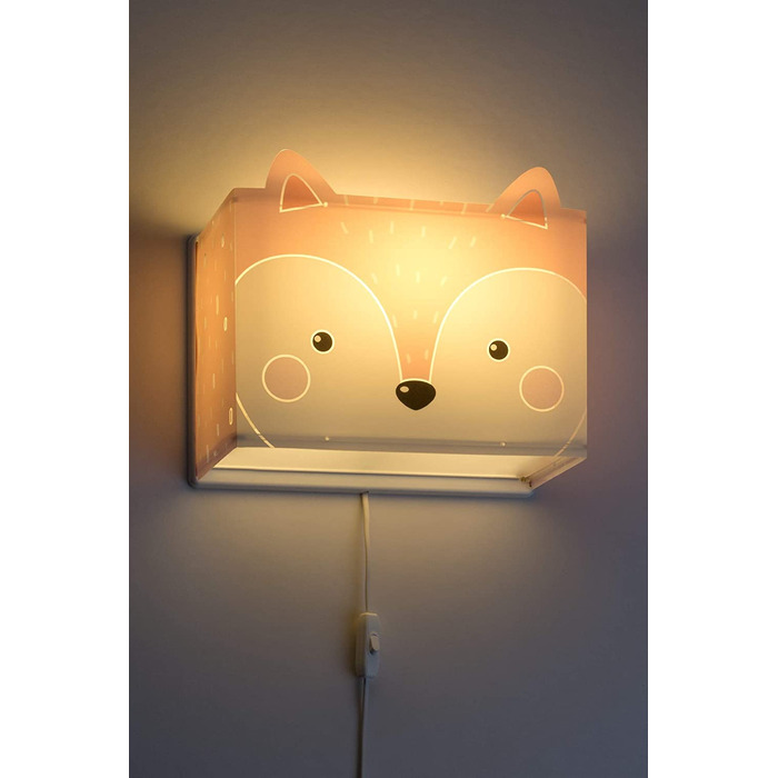 Дитячий настінний світильник - лампа Dalber зі зображенням маленької лисиці, Лисиця, тварини, троянда