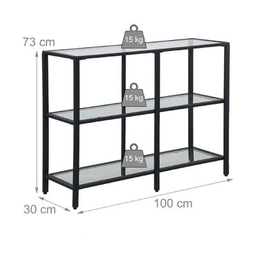 Столик-консоль Relaxdays з 3 скляними полицями