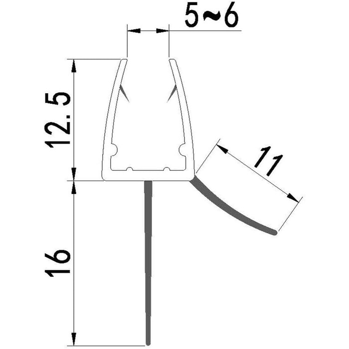 Ущільнювач для душу IMPTS для дверей 5-6 мм 2 шт 100 см